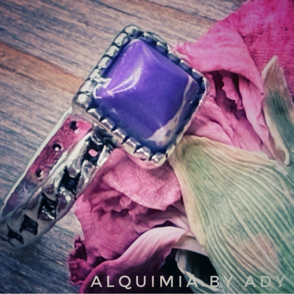 Silver and MOSAIC Turquoise statement gem ring + SQUARE
